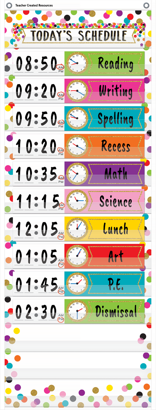 Confetti 14 Pocket Daily Schedule Pocket Chart (13" x 34")