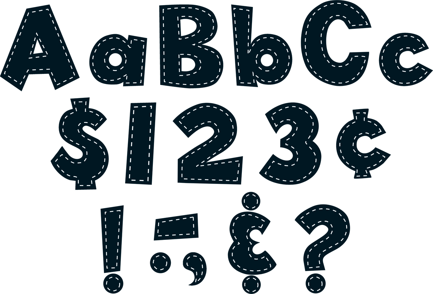 Black Stitch 4" Fun Font Letters
