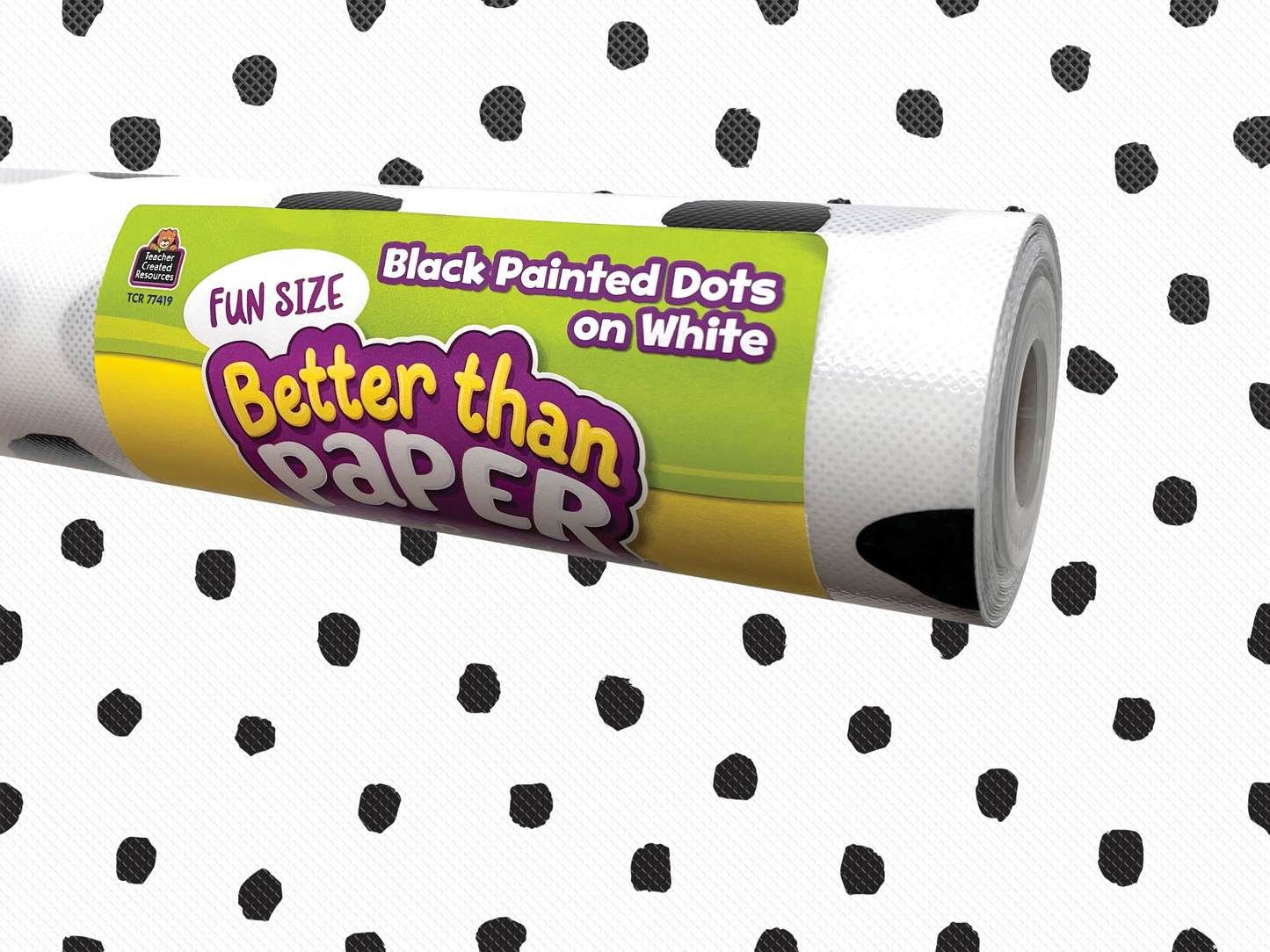 Fun Size Black Painted Dots on White Better Than Paper® Bulletin Board Roll