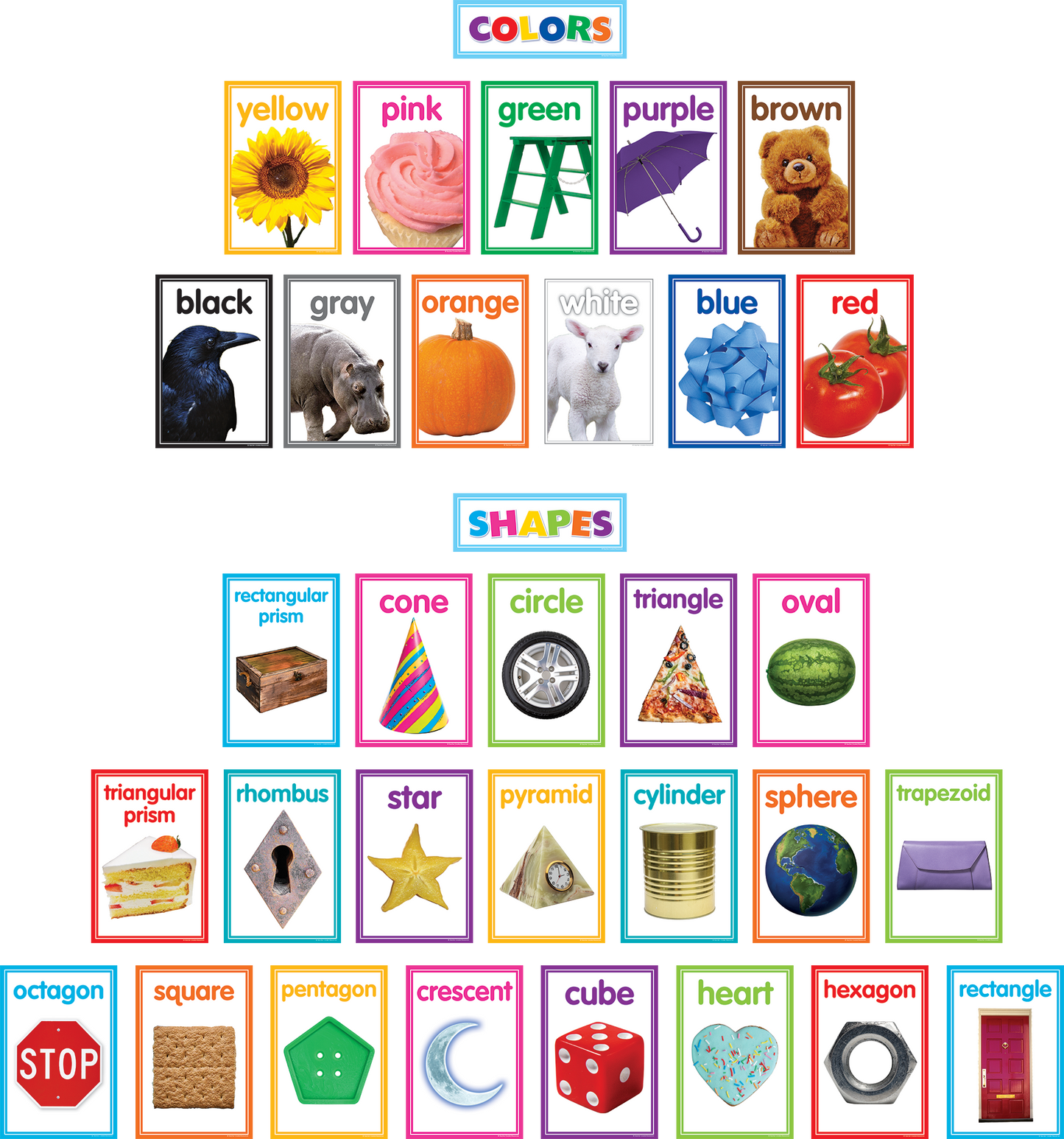 Colorful Photo Shapes & Colors Cards Bulletin Board