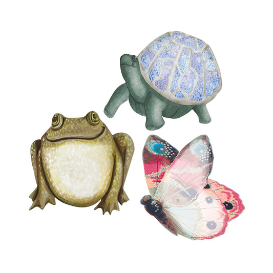 Add creativity and fun to bulletin boards, hallways, walls, projects and more with decorative Eureka Paper Cut-Outs. 

Includes 36 pieces per package (12 each of 3 designs: frog, butterfly, and turtle). 