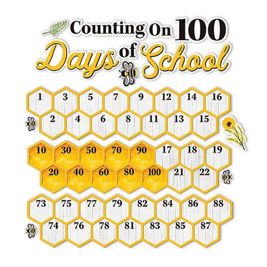 Celebrate 100 days of school with a 123 piece Eureka Mini Bulletin Board Set. Set Includes 8 Panels With: 6-piece "Counting on 100 Days of School" Header, 100 Counting Pieces that can be arranged in infinite ways, and 17 Decorative Pieces. Also great for use as a number line! 